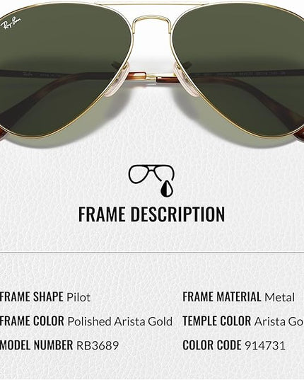 RayBan (RB3689) Aviator Metal II Sunglasses, 55/14