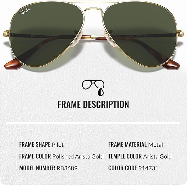 RayBan (RB3689) Aviator Metal II Sunglasses, 55/14