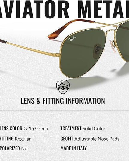 RayBan (RB3689) Aviator Metal II Sunglasses, 55/14