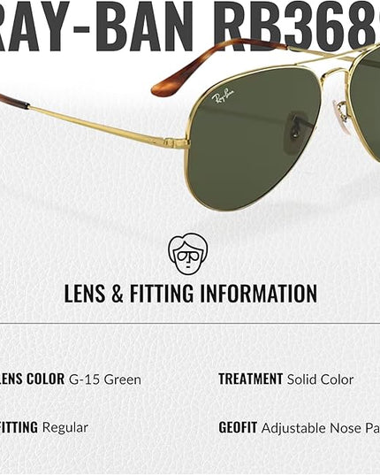 RayBan (RB3689) Aviator Metal II Sunglasses, 55/14