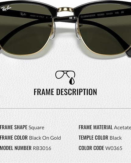 RayBan (RB3016) Clubmaster Sunglasses, 49/21