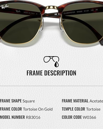 RayBan [RB3016]Clubmaster Sunglasses,51/21
