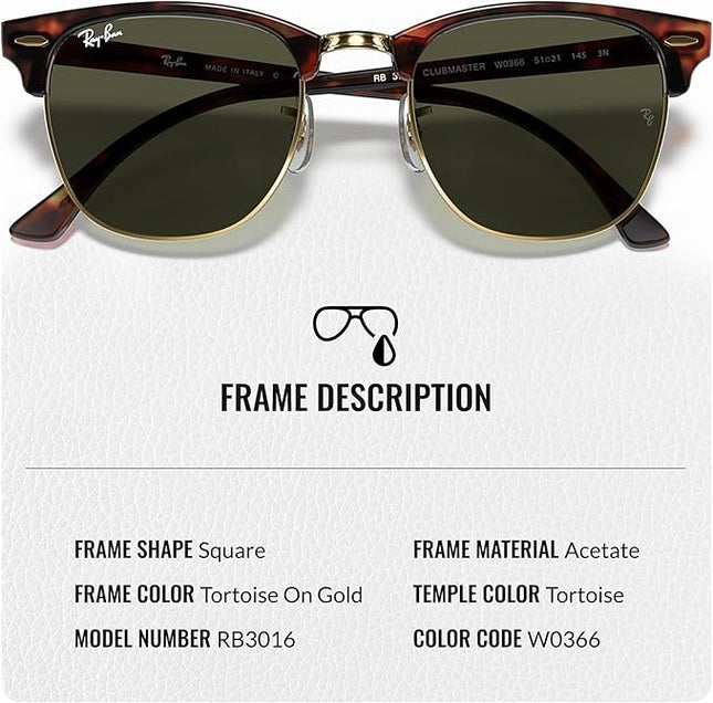 RayBan [RB3016]Clubmaster Sunglasses,51/21