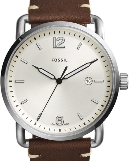 Fossil Mens Quartz Watch, Analog Display and Leather Strap