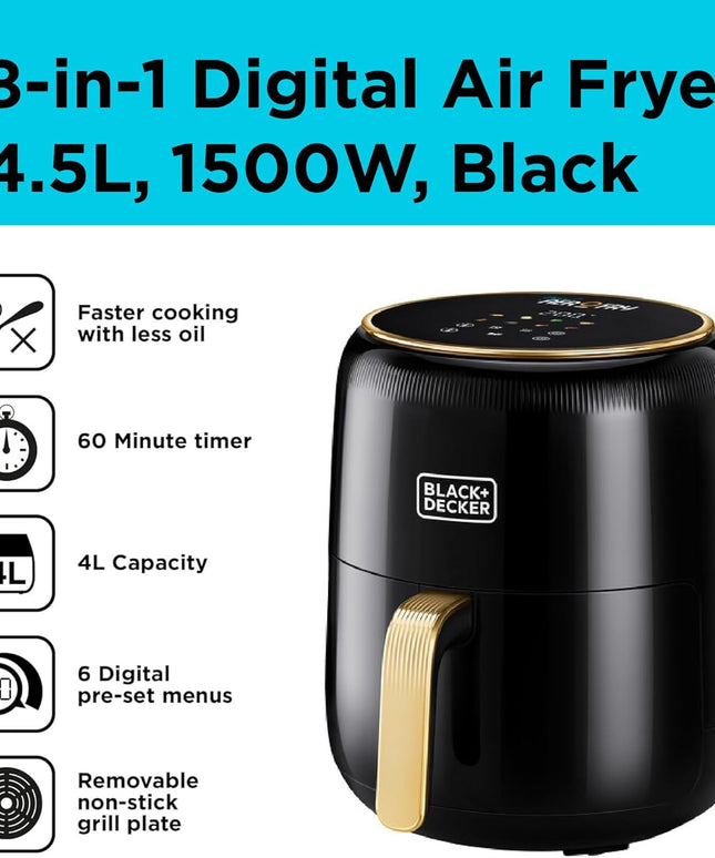 BLACK+DECKER 8-in-1 Digital Air Fryer, 4.5L