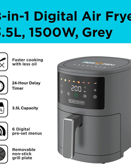 BLACK+DECKER 8 in 1 Digital Air Fryer, 3.5L