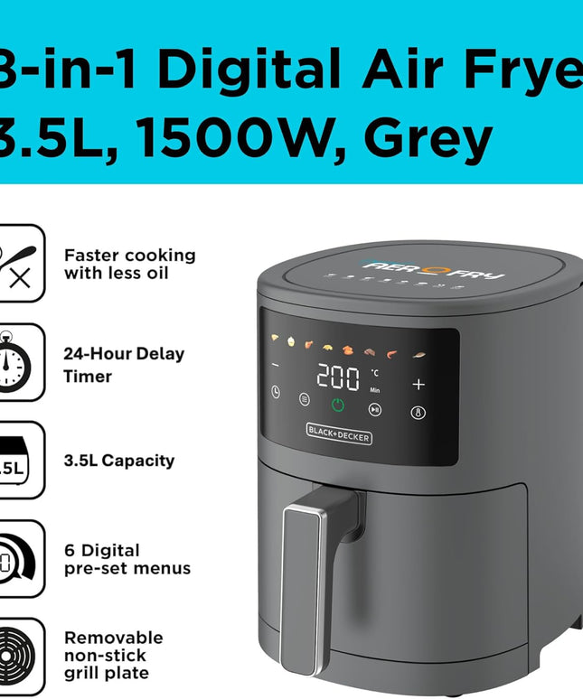 BLACK+DECKER 8 in 1 Digital Air Fryer, 3.5L