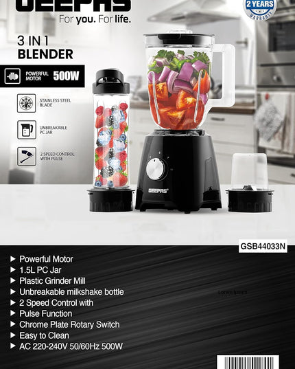 Geepas 3-In-1 Blender