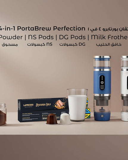 LePresso 4-in-1 Portable Coffee Machine with Milk Frother