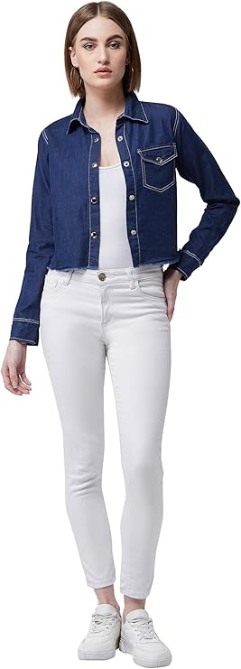 Miss Olive Cropped Denim Jacket, L