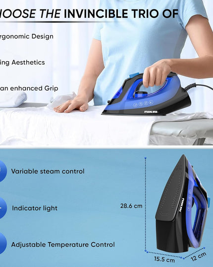 Nikai Steam Iron with Non-Stick Soleplate, 1600W